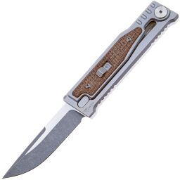 Нож Reate EXO-M Drop point Stonewashed сталь CPM-3V рукоять Ti/Burlap micarta