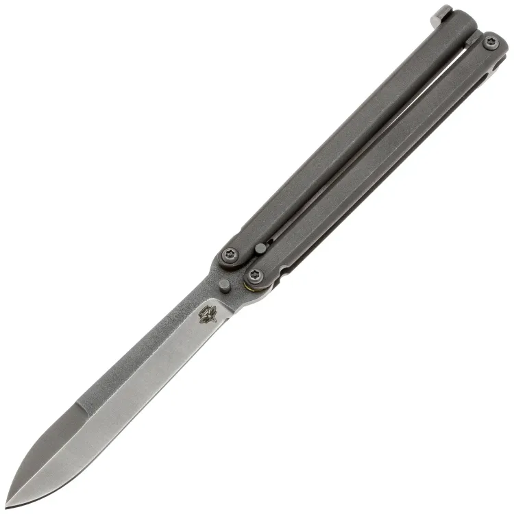 Нож-бабочка AtroposKnife Пьеро RE сталь N690 рукоять Gray Titanium