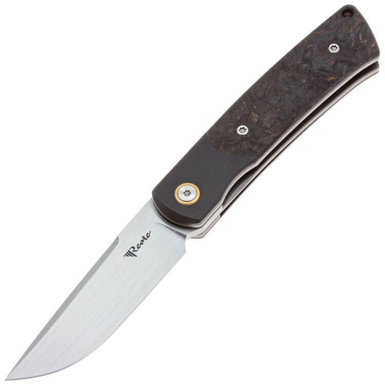 Нож Reate Tribute satin сталь M390 рукоять Ti/Dark matter copper FatCarbon