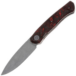 Нож NL Knives Frodo 2.0 Drop point stonewash сталь M390 рукоять Chaotic Red CF