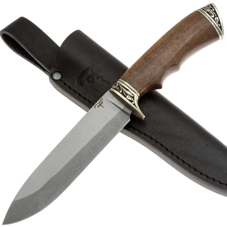 Нож 083М (145мм) сталь легированный булат рукоять мельхиор/корень ореха (Пампуха И.Ю.)