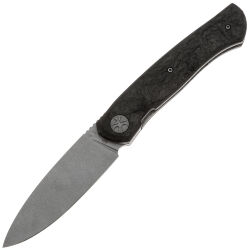 Нож NL Knives Frodo 2.0 Drop point stonewash сталь М390 рукоять Twill 3к CF