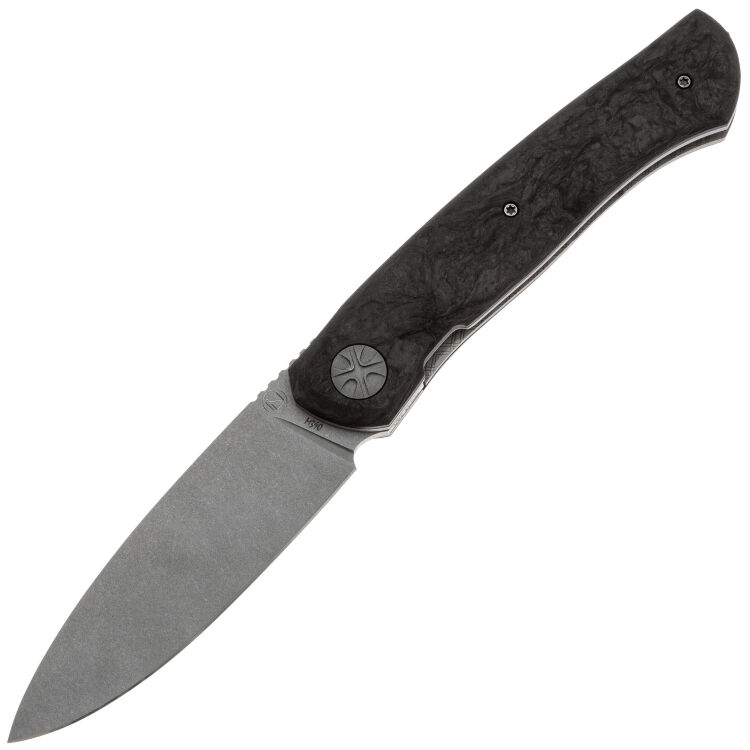 Нож NL Knives Frodo 2.0 Drop point stonewash сталь М390 рукоять Twill 3к CF