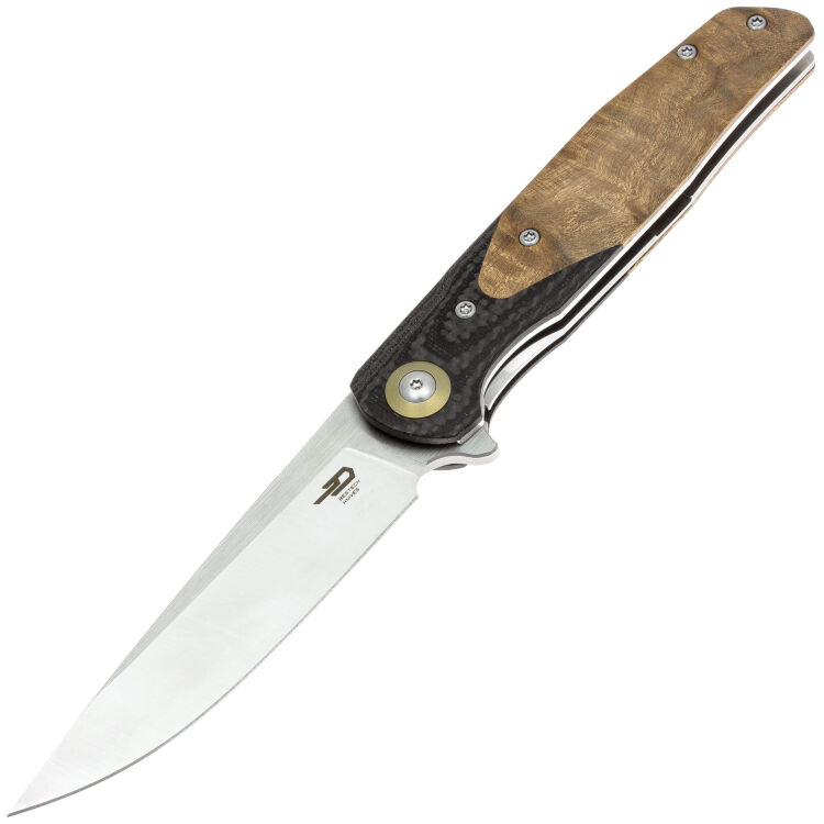 Нож Bestech Ascot satin сталь 14C28N рукоять CF/Lightburl Wood (BG19D)