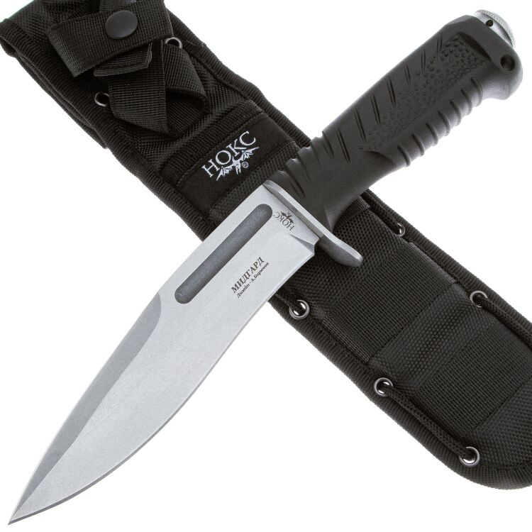 Нож НОКС Мидгард Stonewash сталь D2 рукоять резина (613-008851)