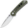 Нож Reate PL-XT Drop Point stonewash сталь Nitro-V рукоять Green Micarta/Black G10