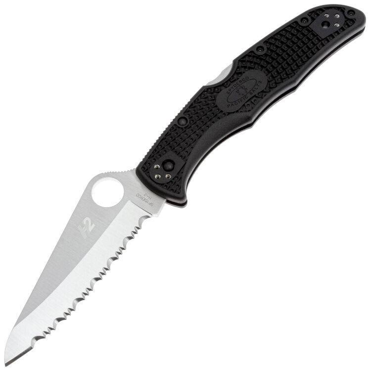Нож Spyderco Pacific Salt 2 Serrated Satin сталь H2 рукоять Black FRN (C91SBK2)