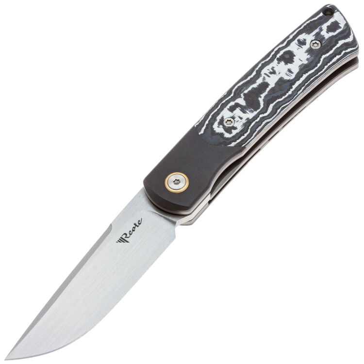 Нож Reate Tribute satin сталь M390 рукоять Ti/White Storm FatCarbon