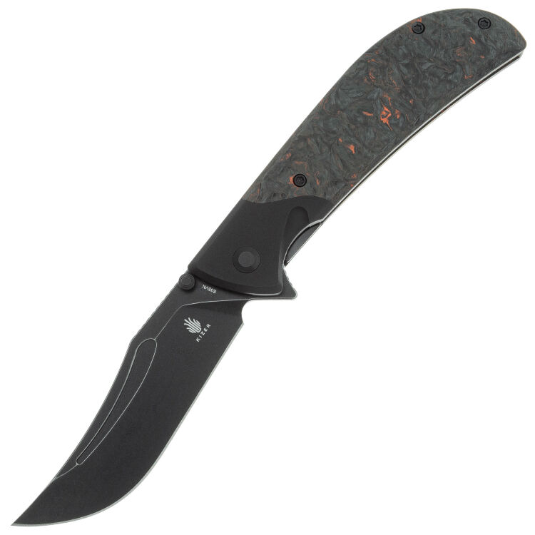 Нож Kizer Phoenix сталь S35VN рукоять Aluminiumi/Dark Matter Orange FatCarbon