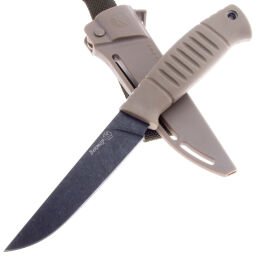 Нож Кизляр Вектор сталь AUS-8 черный рукоять эластрон Песчаный (014307)