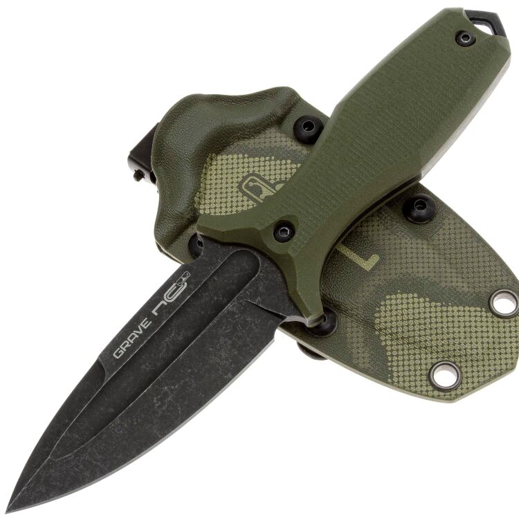 Нож N.C. Custom Grave blackwash сталь AUS-10 рукоять Olive G10
