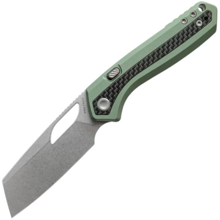 Нож Vosteed Kroc stonewash сталь S35VN рукоять Green Aluminum/Carbon Fiber