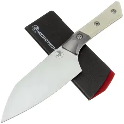 Нож кухонный Microtech 6" Santoku сталь M390MK рукоять Ti/Ivory G10 (3200B-10IV)