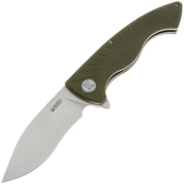 Нож Kubey Timberwolf stonewash сталь 14C28N рукоять Green G10