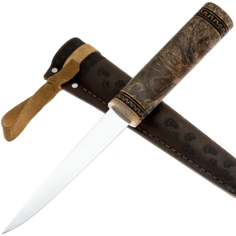 Нож Якутский ML-07 следы Медведя сталь Х12МФ рукоять кап берёзы (Марат Лопатин)