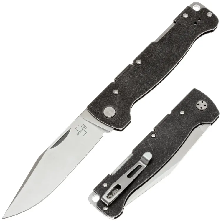 Нож Boker Plus Atlas Big Clip Point сталь 12C27 рукоять Blackwash steel (01BP0062)