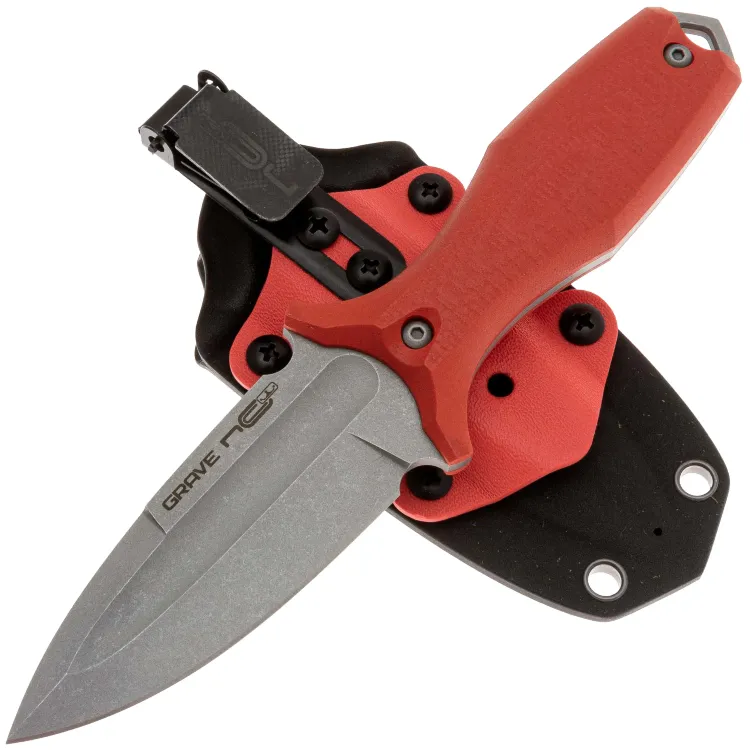 Нож N.C. Custom Grave stonewash сталь AUS-10 рукоять Red G10