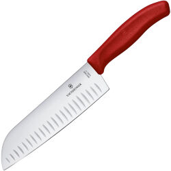 Нож кухонный Victorinox Santoku fluted edge красный (6.8521.17B)