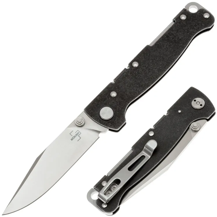 Нож Boker Plus Atlas Clip point TS сталь D2 рукоять Blackwash steel (01BP0065)