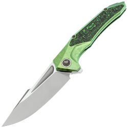 Нож TuoTown Guerrero сталь M390 рукоять Green Crystal Ti/Green Carbon Fiber