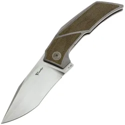 Нож Reate T3500 hand satin сталь M390 рукоять Grey Titanium/Green micarta