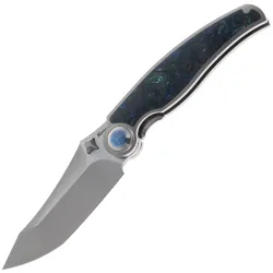 Нож Rike Knife Hunter 1 сталь CPM-S90V рукоять Gray Ti/Blue Green Carbon Fiber