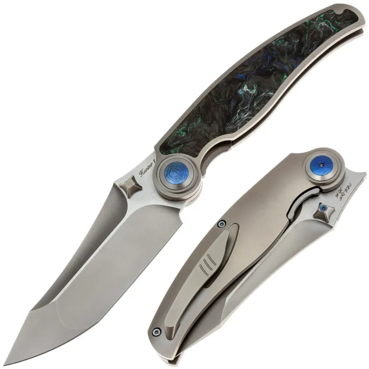 Нож Rike Knife Hunter 1 сталь CPM-S90V рукоять Gray Ti/Blue Green Carbon Fiber