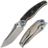 Нож Rike Knife Hunter 1 сталь CPM-S90V рукоять Gray Ti/Blue Green Carbon Fiber