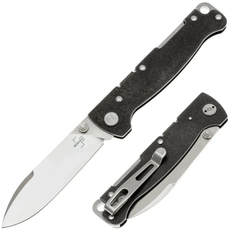 Нож Boker Plus Atlas Drop point TS сталь D2 рукоять Blackwash steel (01BP0064)