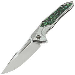 Нож TuoTown Guerrero сталь M390 рукоять Grey Crystal Ti/Green Carbon Fiber