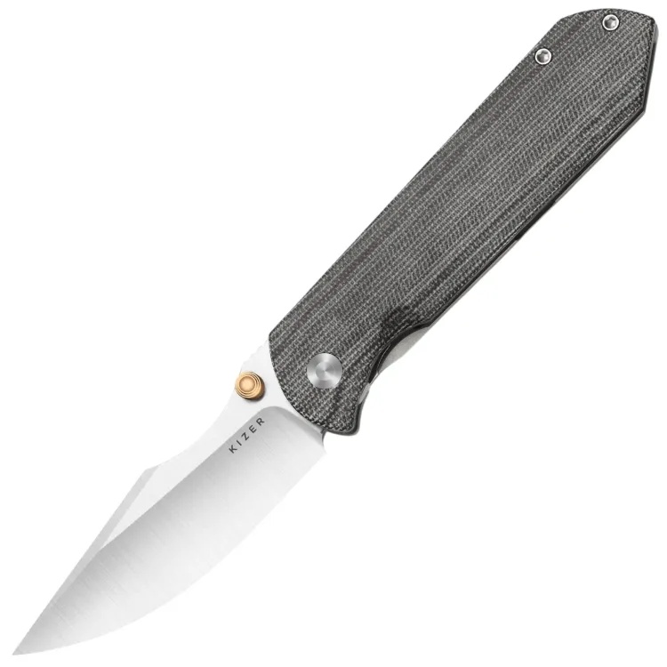 Нож Kizer Harpoon Fold satin таль Elmax рукоять Grey Titanium/Norplex UltreX Micarta