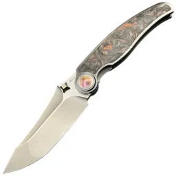 Нож Rike Knife Hunter 1 сталь CPM-S90V рукоять Dark Gray Ti/Orange Carbon Fiber