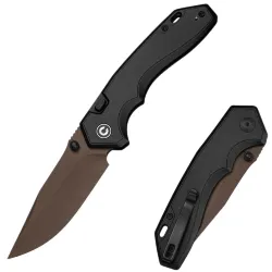Нож CIVIVI Elite Brova dark brown stonewash сталь S35VN рукоять Black Aluminum (CE25093-2)
