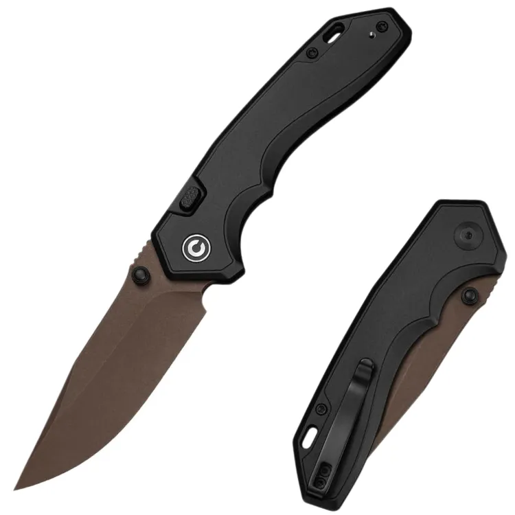 Нож CIVIVI Elite Brova dark brown stonewash сталь S35VN рукоять Black Aluminum (CE25093-2)