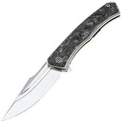 Нож NL Knives Аурум Ultimate Custom Bowie сталь М390 рукоять Chaotic White CF