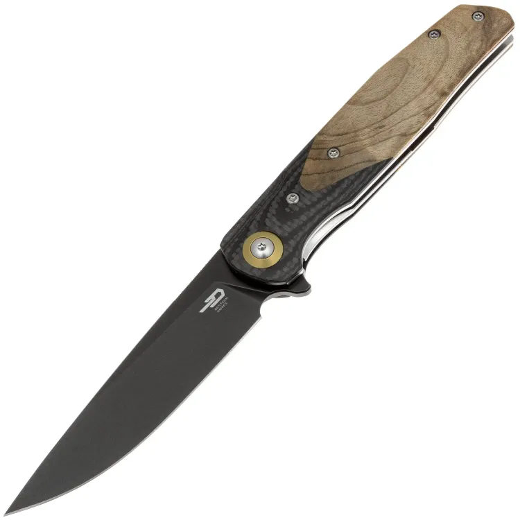 Нож Bestech Ascot blackwash сталь 14C28N рукоять CF/Lightburl Wood (BG19E)