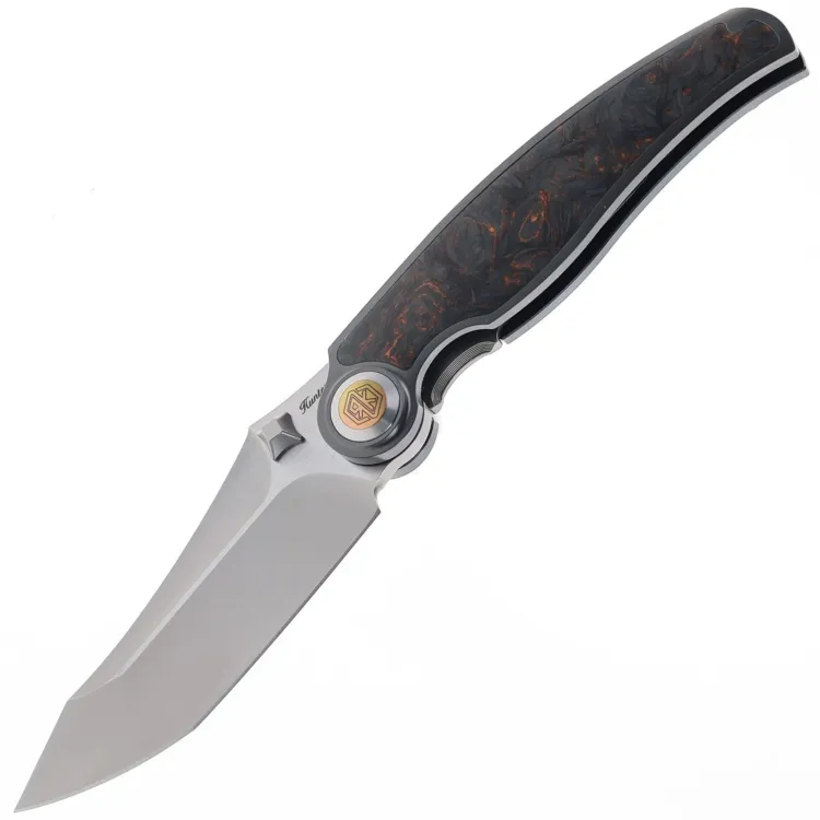 Нож Rike Knife Hunter 1 сталь CPM-S90V рукоять Gray Ti/Orange Carbon Fiber