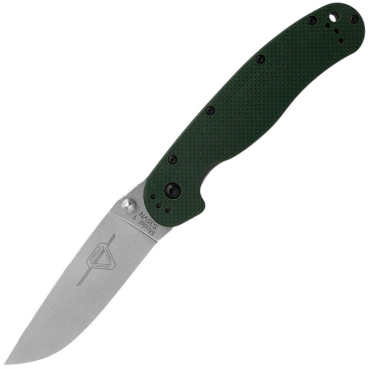 Нож Ontario RAT-1 Stonewash сталь S35VN рукоять Green G10 (8992)