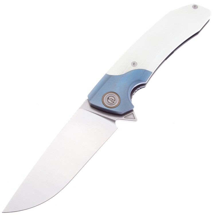 Нож Maxace Goliath 2.0 cталь K110 satin рукоять White G10/Blue Ti