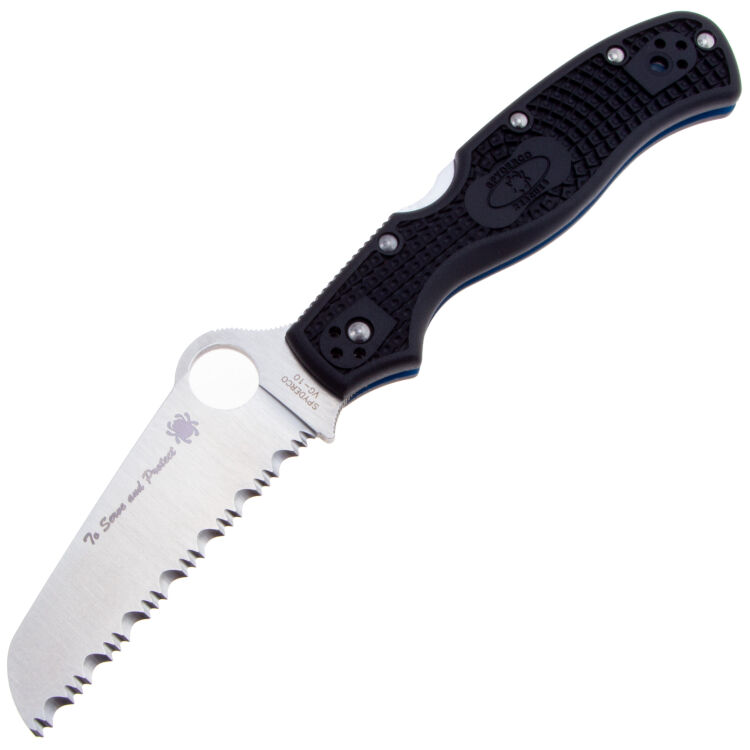 Нож Spyderco Rescue 3 Thin Blue Line сталь VG-10 рукоять Black FRN (C14FSBKBL3)