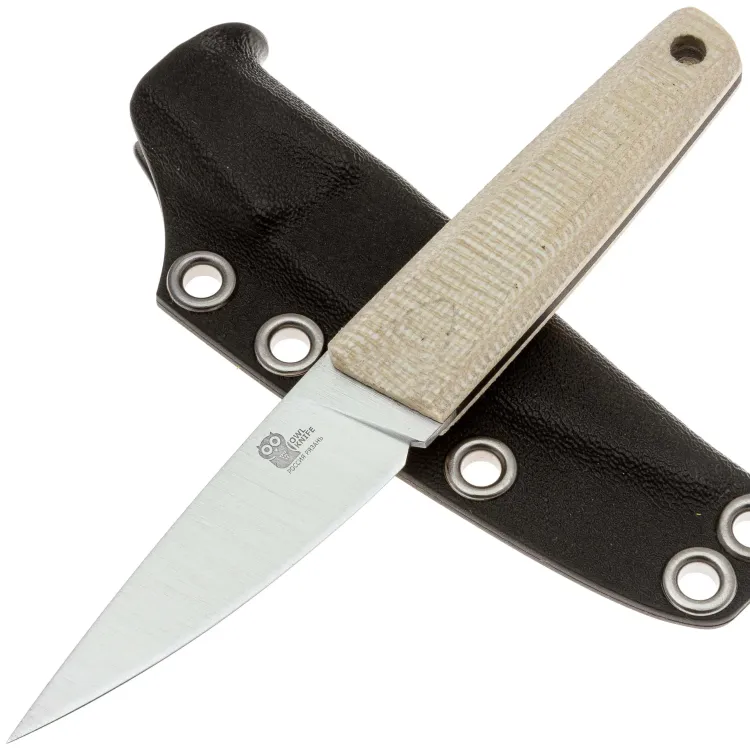 Нож Owl Knife Baby Tyto сталь N690 рукоять микарта Джинс бежевая