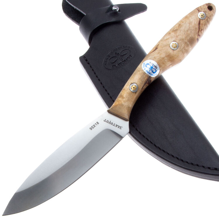 Нож Канадский траппер малый сталь 95Х18 рукоять карельская береза (АиР Златоуст)