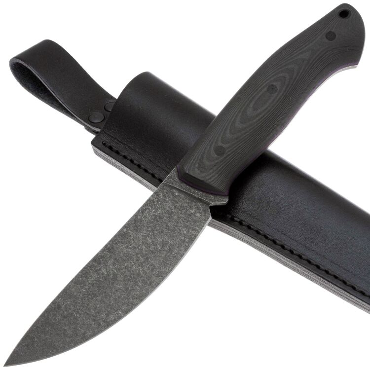 Нож UralEDC КрейсерЪ blackwash сталь PGK рукоять Carbon Fiber