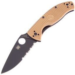 Нож Spyderco Tenacious LTW Black PS сталь 8Cr13MoV рукоять Tan FRN (C122PSTNBK)