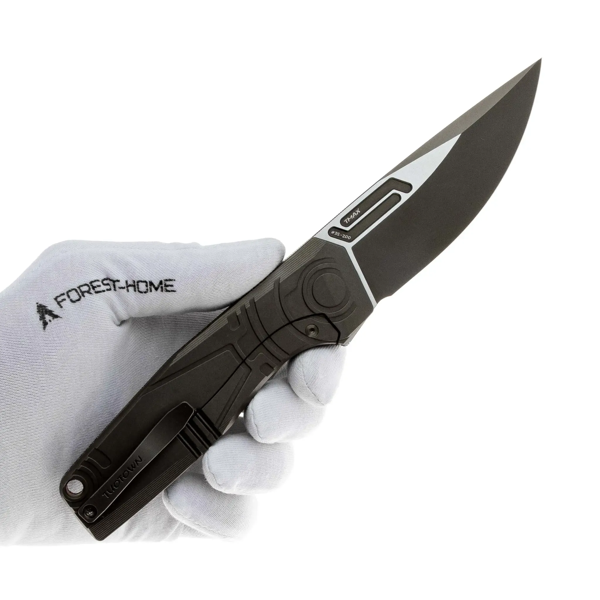 Купить нож TuoTown Quant DLC Tmax, Black Titanium/Red Carbon Fiber