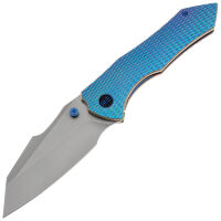 Нож WE Knife High-Fin XL stonewash сталь CPM-20CV рукоять Diamond Pattern Blue Ti (WE24010-2)