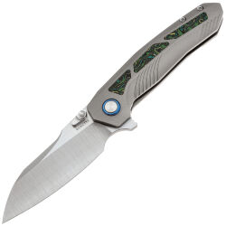 Нож Remette Kestrel satin сталь S35VN рукоять Gray Titanium/Colored Green CF (RTPO-A)