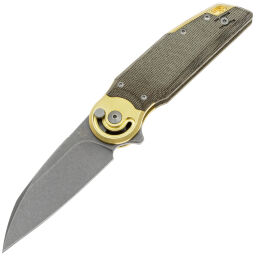 Нож Fox Metamorphosis acid stonewash сталь M390 рукоять Green Micarta/Brass (FX-556-B4)