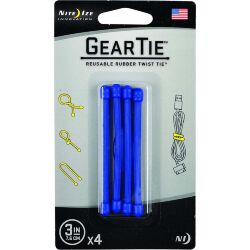 Гибкие стяжки Nite Ize Gear Tie 3" Blue 4pack (GT3-4PK-03)