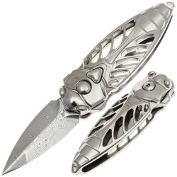 Нож Rike Knife Mini Cicada сталь Damasteel рукоять Plain Grey Ti